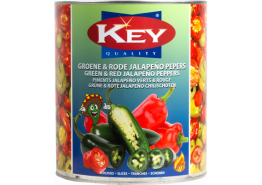 Jalapenos Groen/Rood Gesneden 3kg. Key