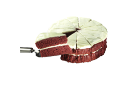 Red velvet cake voorgesneden in 12 punten, doos 1082 gr